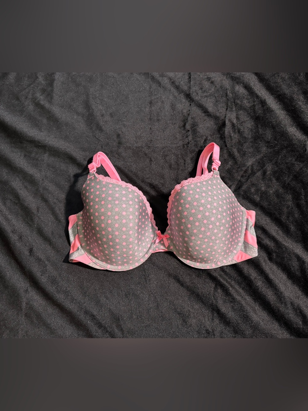 Victoria's Secret Pink & Gray Polka Dot T-Shirt Bra